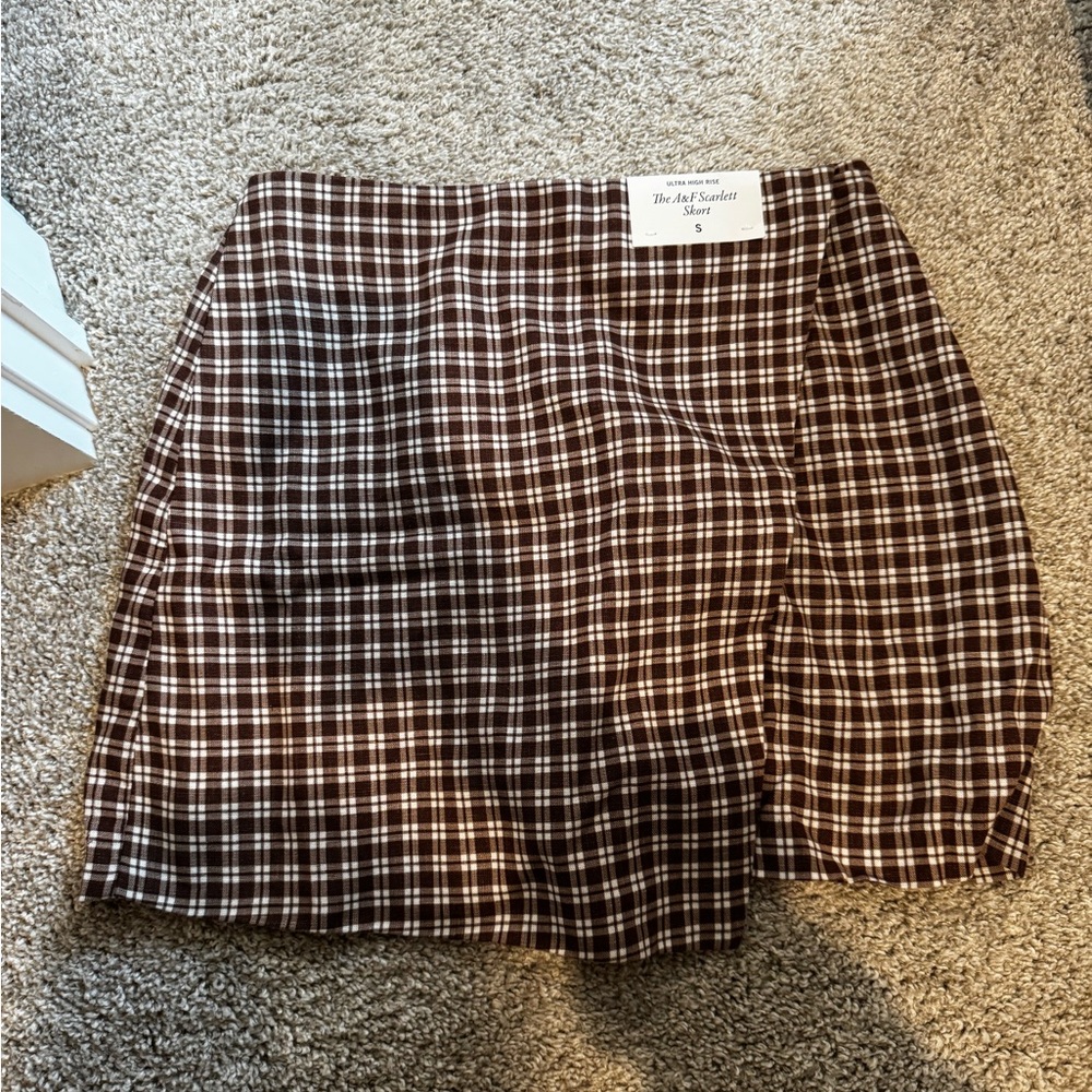 Abercrombie & Fitch Brown Checkered Mini Skirt